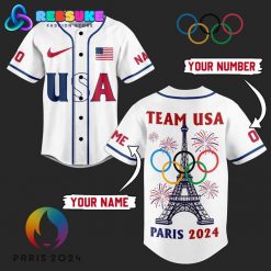 Team USA Olympic Paris White Customized Nike Baseball Jersey