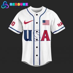 Team USA Olympic Paris White Customized Nike Baseball Jersey