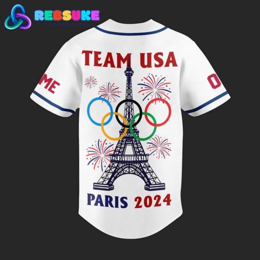 Team USA Olympic Paris White Customized Nike Baseball Jersey