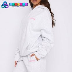 Vacay Calling Oversized Hoodie Grey Marle White Fox