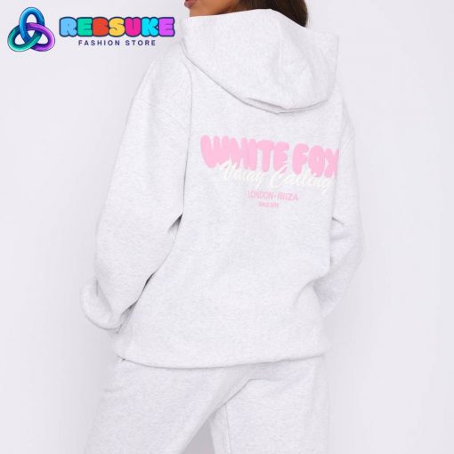 Vacay Calling Oversized Hoodie Grey Marle White Fox