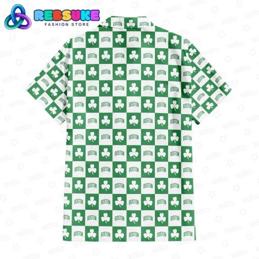 Boston Celtics Clover Checkerboard Hawaiian Shirt