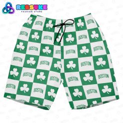 Boston Celtics Clover Checkerboard Hawaiian Shirt