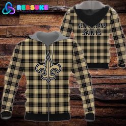 New Orleans Saints NFL Plaid Hoodie Zip Hoodie Sweatshirt