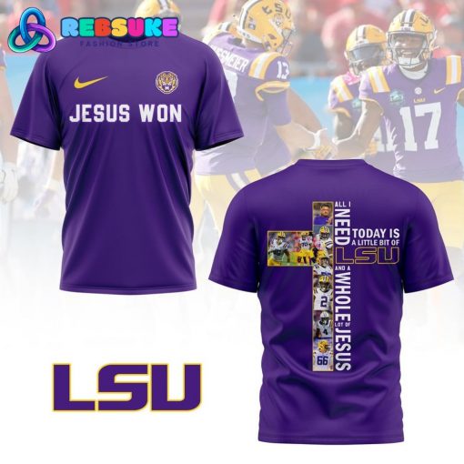 LSU Tigers Football Jesus Won Purple Shirt