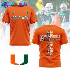 Miami Hurricanes Football Jesus Won Orange Shirt