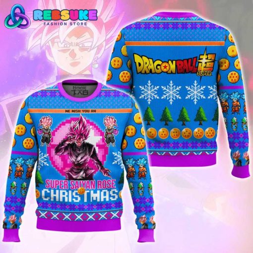 Back Goku Super Saiyan Rose Christmas Ugly Sweater