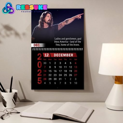 Dave Grohl Foo Fighters New Year 2025 Wall Hanging Calendar