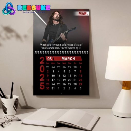 Dave Grohl Foo Fighters New Year 2025 Wall Hanging Calendar