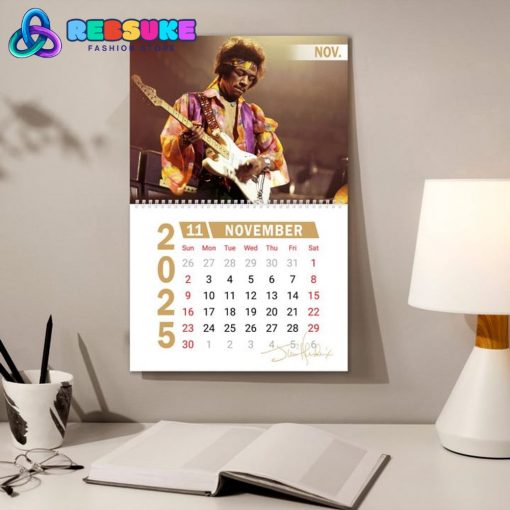 Jimi Hendrix New Year 2025 Wall Hanging Calendar