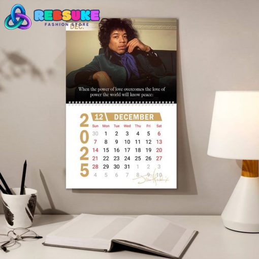 Jimi Hendrix New Year 2025 Wall Hanging Calendar