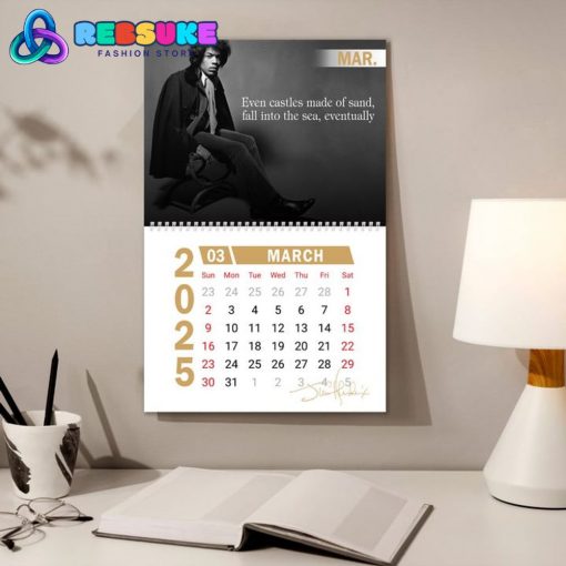 Jimi Hendrix New Year 2025 Wall Hanging Calendar