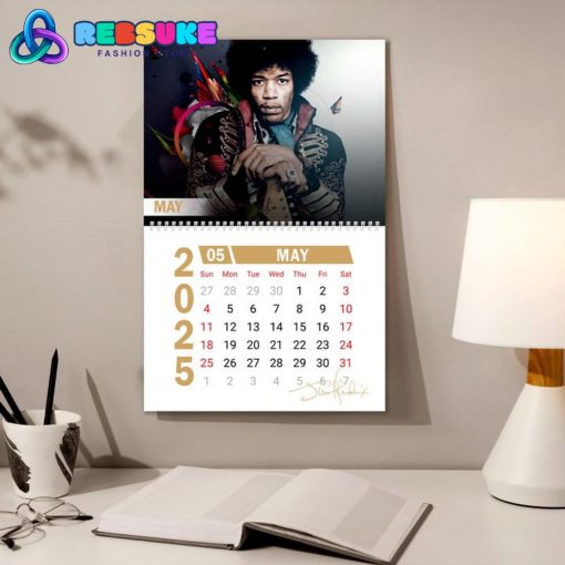 Jimi Hendrix New Year 2025 Wall Hanging Calendar