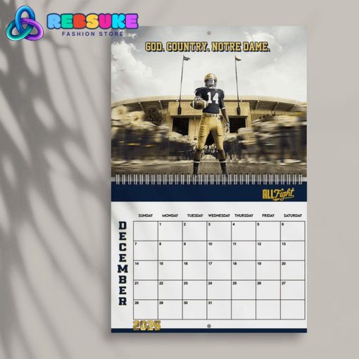 Notre Dame Football New Year 2025 Wall Hanging Calendar