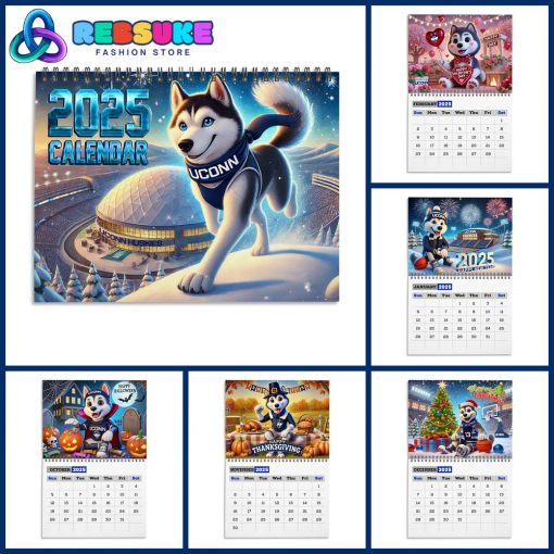 UConn Huskies New Year 2025 Wall Hanging Calendar