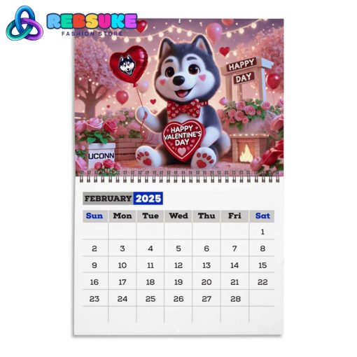 UConn Huskies New Year 2025 Wall Hanging Calendar