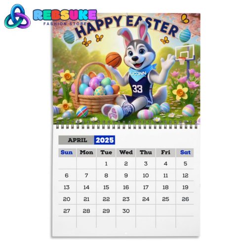 UConn Huskies New Year 2025 Wall Hanging Calendar