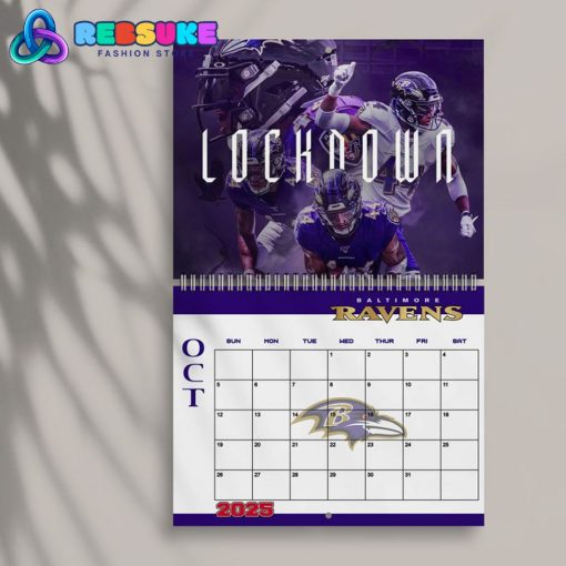 Baltimore Ravens Happy New Year 2025 Wall Hanging Calendar