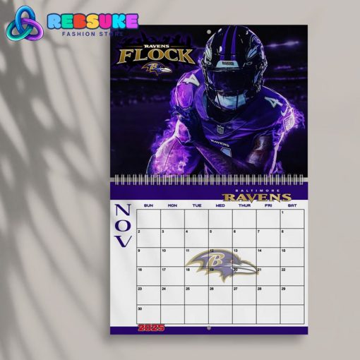 Baltimore Ravens Happy New Year 2025 Wall Hanging Calendar