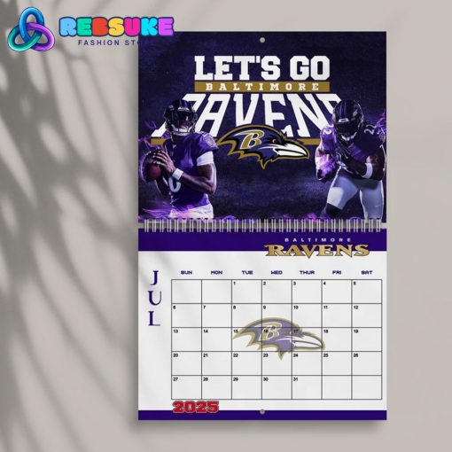 Baltimore Ravens Happy New Year 2025 Wall Hanging Calendar