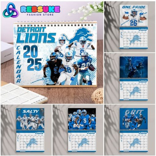 Detroit Lions Happy New Year 2025 Wall Hanging Calendar