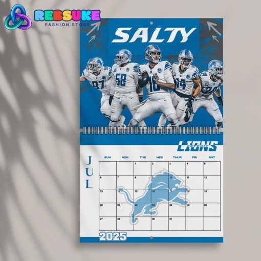 Detroit Lions Happy New Year 2025 Wall Hanging Calendar