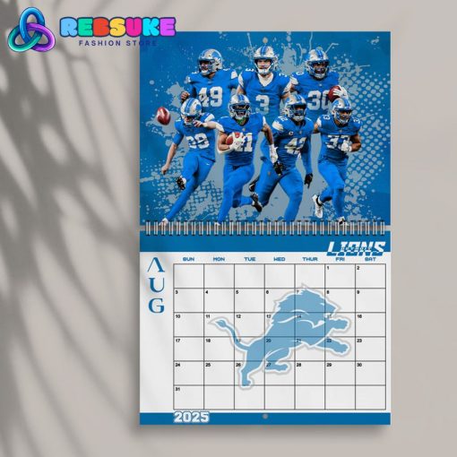 Detroit Lions Happy New Year 2025 Wall Hanging Calendar