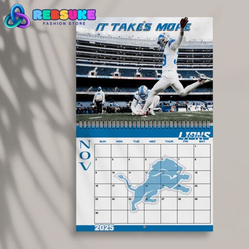 Detroit Lions Happy New Year 2025 Wall Hanging Calendar