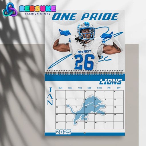 Detroit Lions Happy New Year 2025 Wall Hanging Calendar