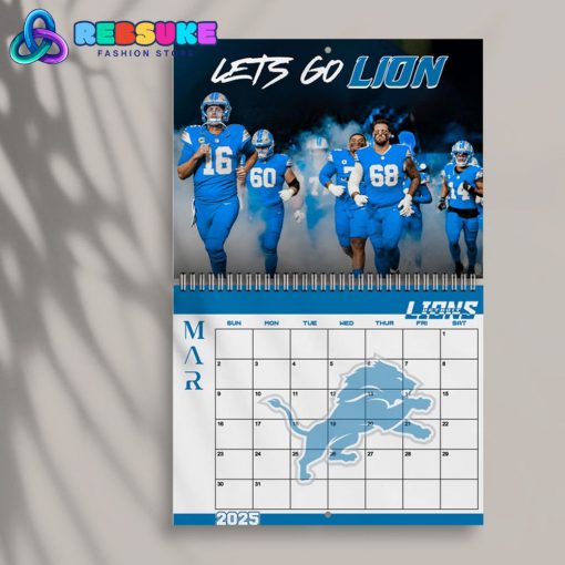 Detroit Lions Happy New Year 2025 Wall Hanging Calendar