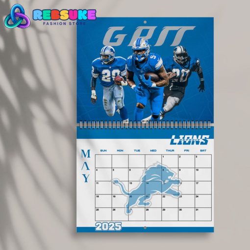 Detroit Lions Happy New Year 2025 Wall Hanging Calendar