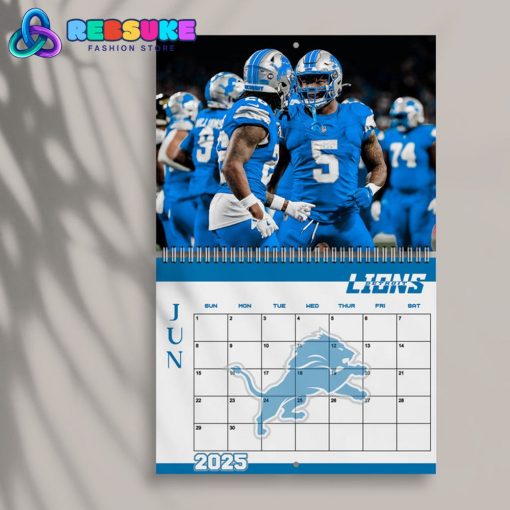 Detroit Lions Happy New Year 2025 Wall Hanging Calendar