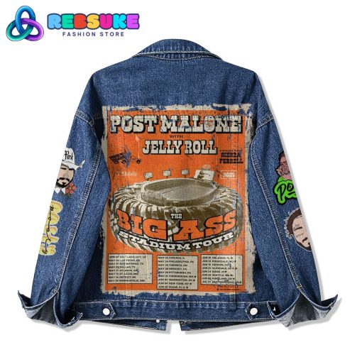 Post Malone with Jelly Roll The Big Ass Stadium Tour 2025 Denim Jacket