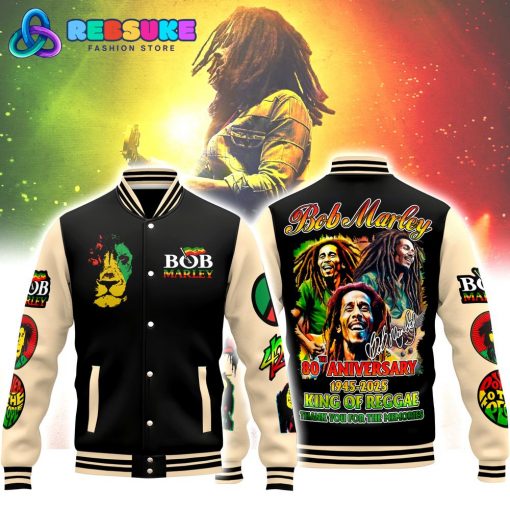 Bob Marley 80th Anniversary King Of Reggae Baseball Jacket