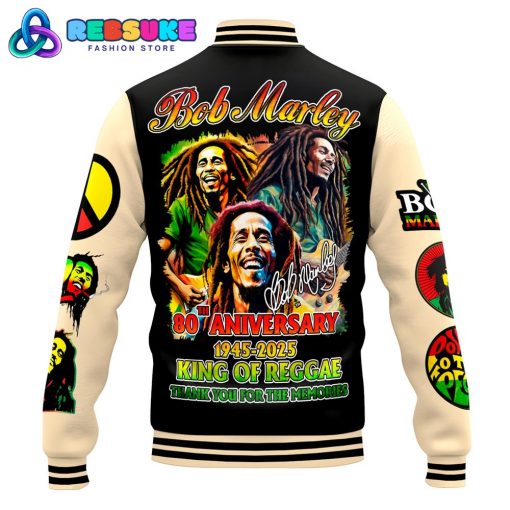 Bob Marley 80th Anniversary King Of Reggae Baseball Jacket