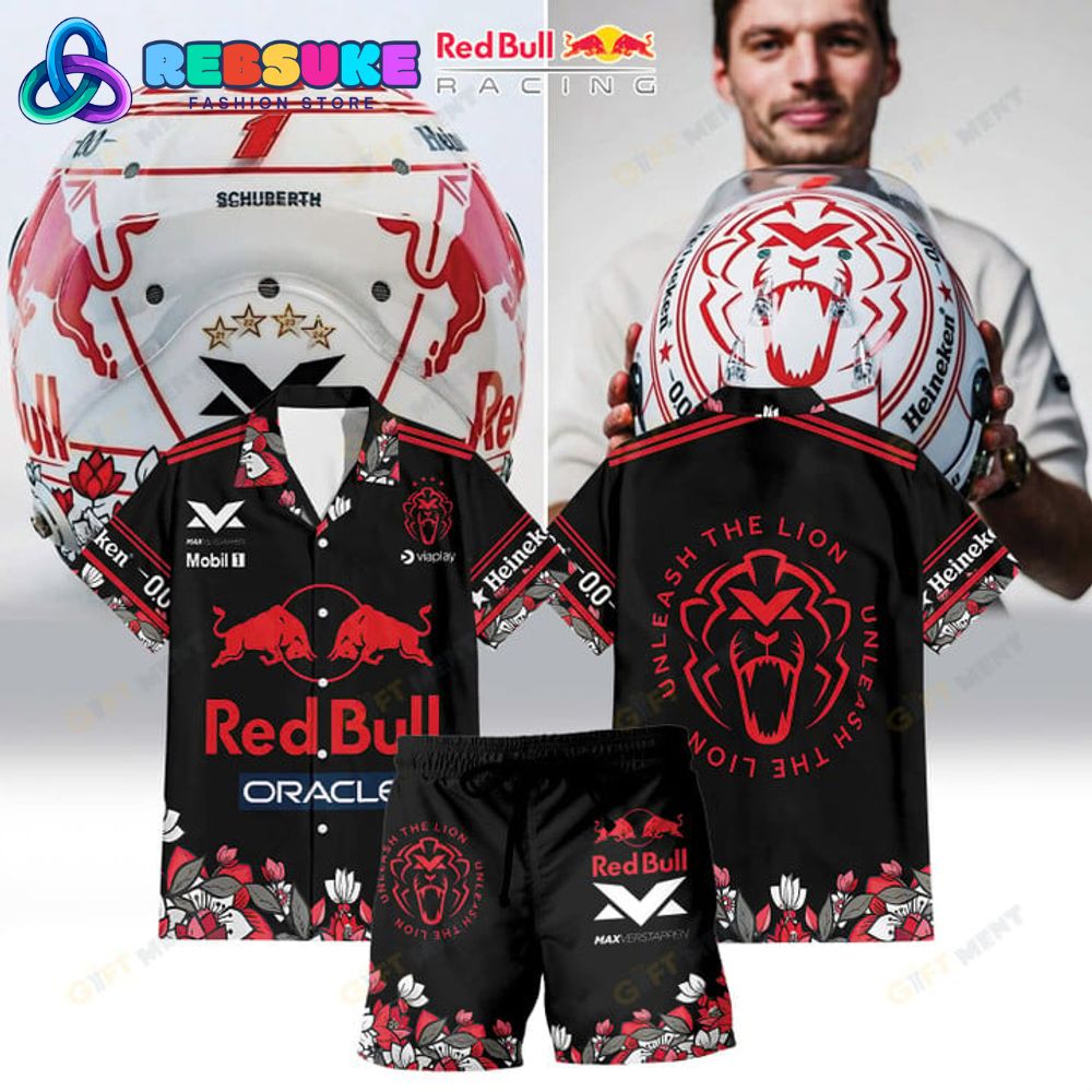 Max Verstappen 2025 Red Bull Unleash The Lion Hawaiian Shirt Max Verstappen 2025 Red Bull Unleash The Lion Hawaiian Shirt