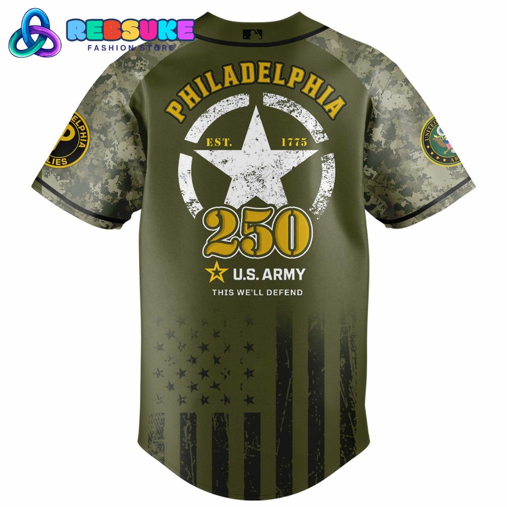 Philadelphia Phillies MLB x U.S. Army 250th Birthday Celebration Jersey Philadelphia Phillies MLB x U.S. Army 250th Birthday Celebration Jersey