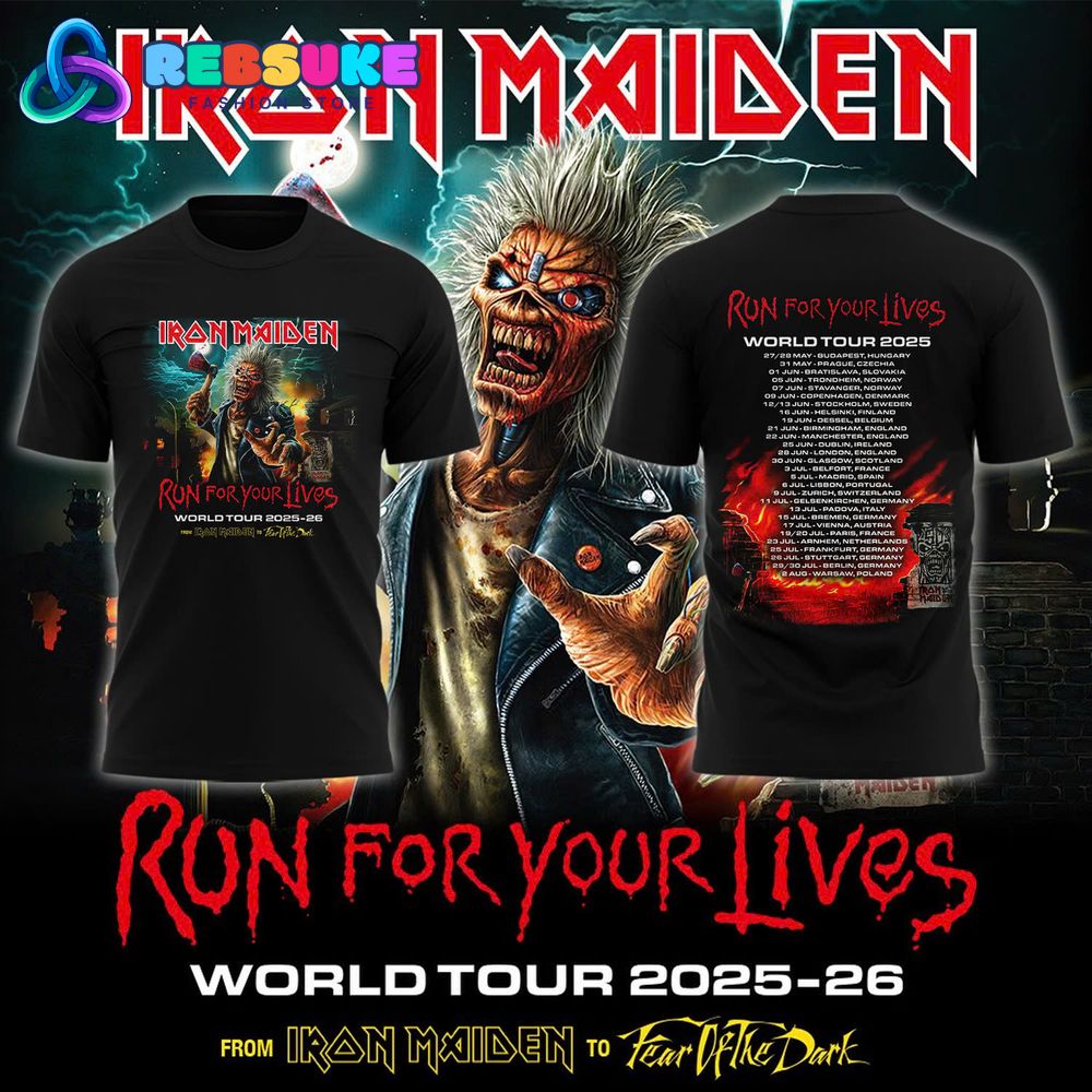 Iron Maiden Run For Your Lives 2025 World Tour Shirt Iron Maiden Run For Your Lives 2025 World Tour Shirt