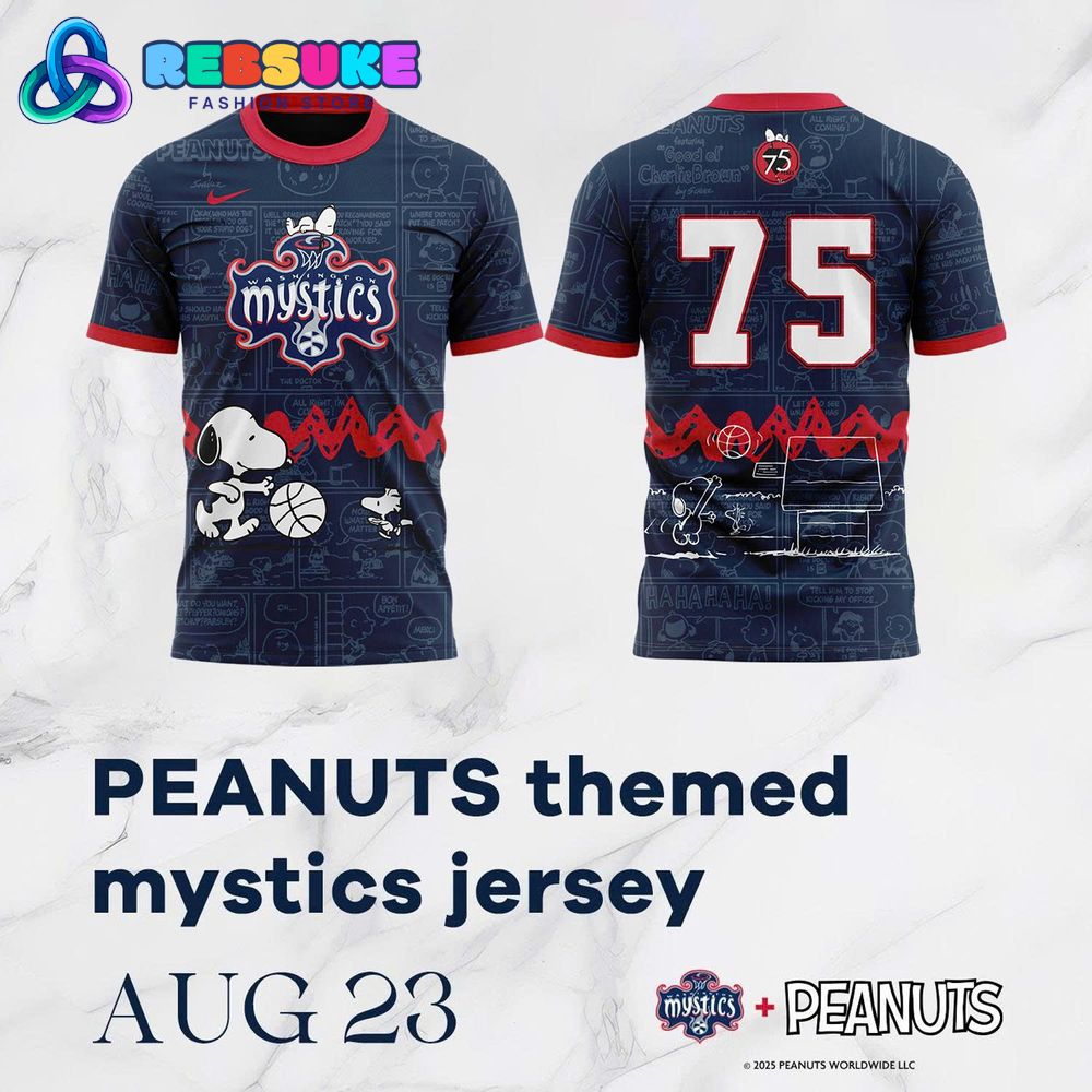 Washington Mystics Celebrating 75 Years Of Peanuts Shirt 2025 Washington Mystics Celebrating 75 Years Of Peanuts Shirt 2025