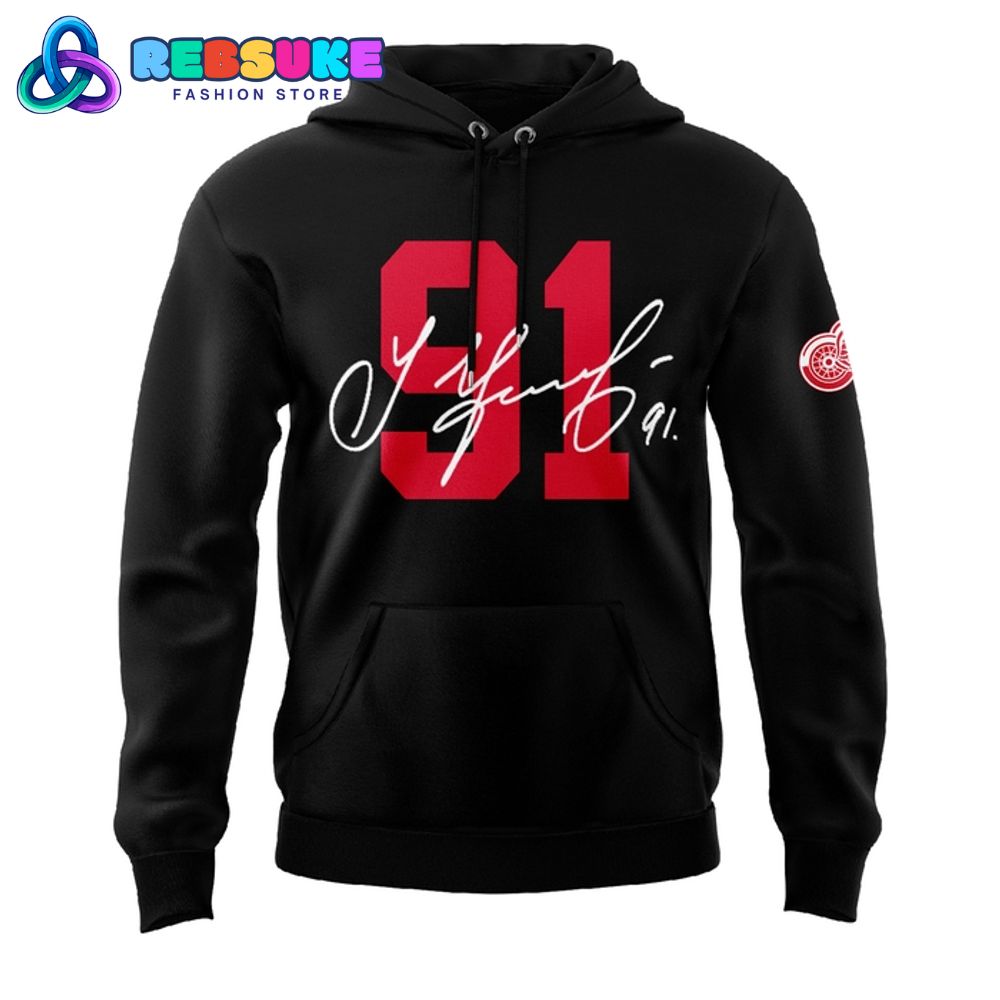 Detroit Red Wings 91 Sergei Fedorov Special Black Hoodie Set Detroit Red Wings 91 Sergei Fedorov Special Black Hoodie Set