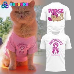 BGSU Football Pudge the Cat Breast Cancer Awareness White Shirt