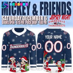 Evansville Thunderbolts x Mickey Merry Christmas 2025 Hockey Jersey