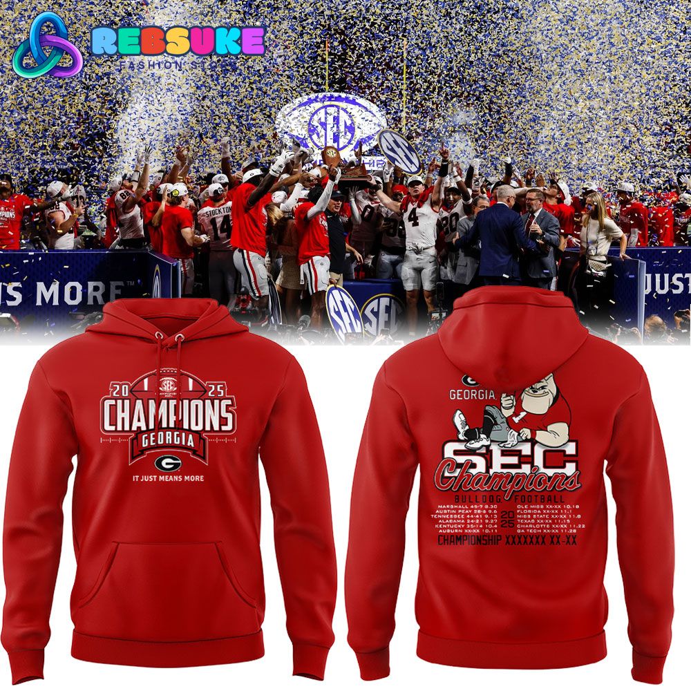 Georgia Bulldogs 2025 SEC Football Champions Red Hoodie Set Georgia Bulldogs 2025 SEC Football Champions Red Hoodie Set