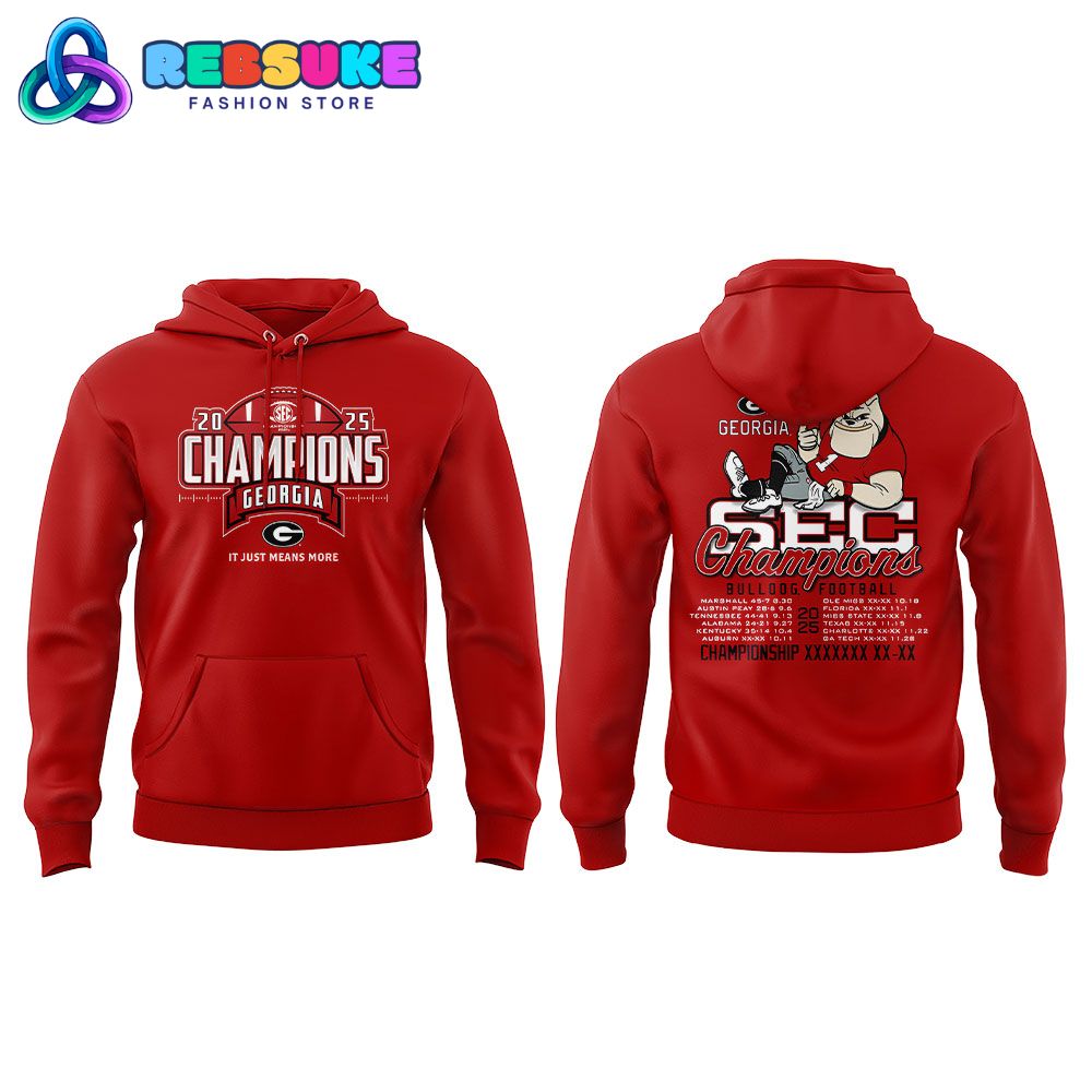 Georgia Bulldogs 2025 SEC Football Champions Red Hoodie Set Georgia Bulldogs 2025 SEC Football Champions Red Hoodie Set