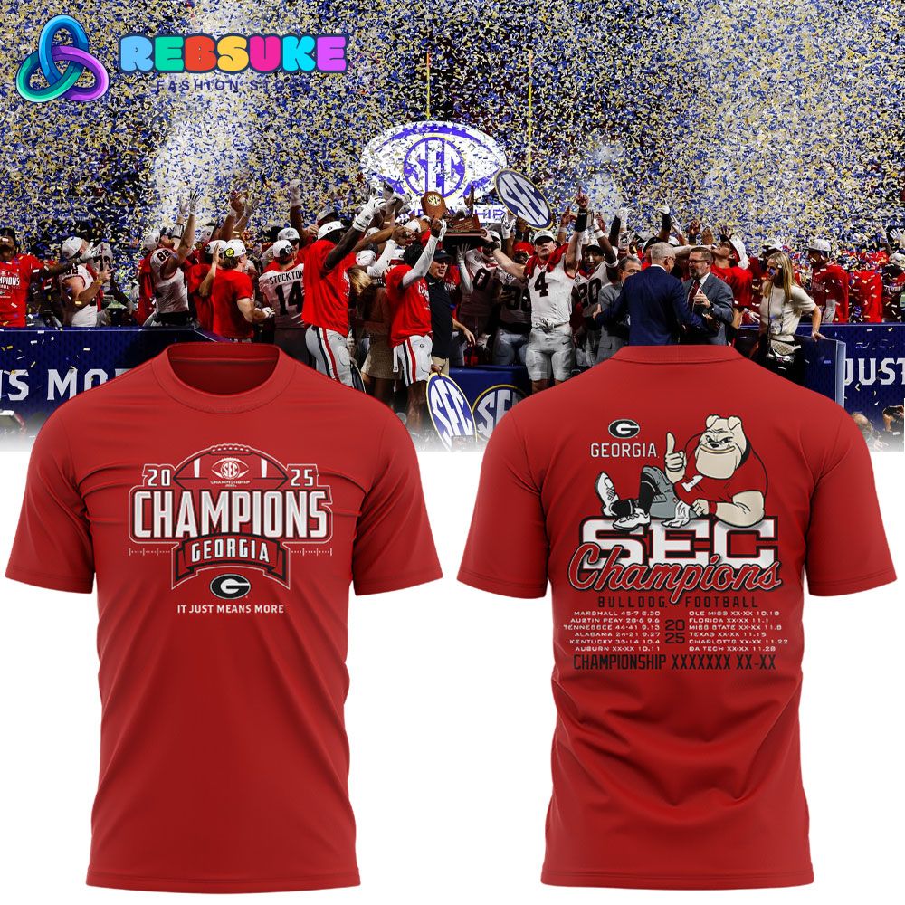 Georgia Bulldogs 2025 SEC Football Champions Red Shirt Georgia Bulldogs 2025 SEC Football Champions Red Shirt