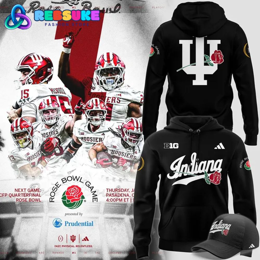 Indiana Hoosiers 2025 Rose Bowl Game Black Hoodie Indiana Hoosiers 2025 Rose Bowl Game Black Hoodie