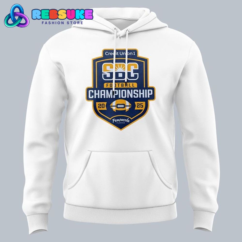 JMU Football Sun Belt Championship Hoodie, Cap 2025 White JMU Football Sun Belt Championship Hoodie, Cap 2025 White
