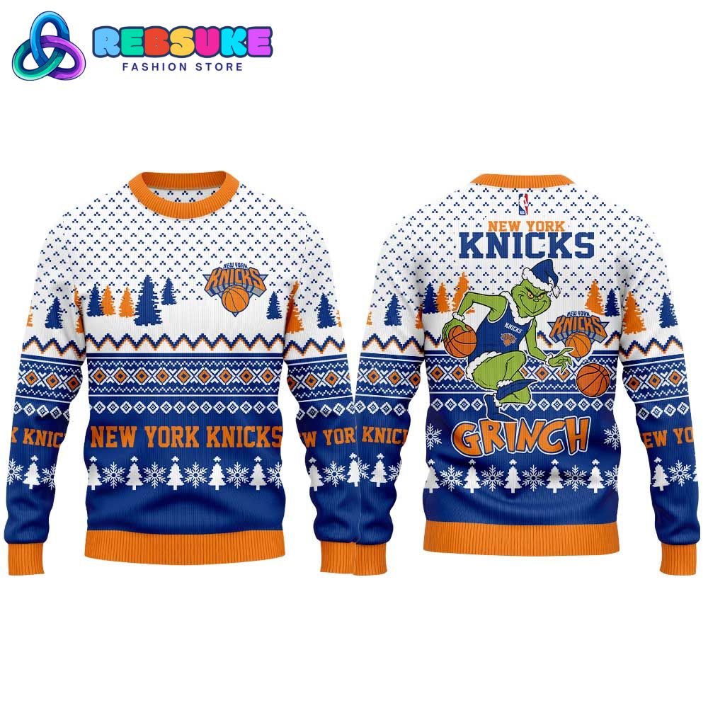 New York Knicks 2025 Christmas Grinch Jumper Ugly Sweater